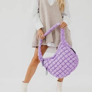 Carmen Quilted Hobo Tote Bag | Lilac